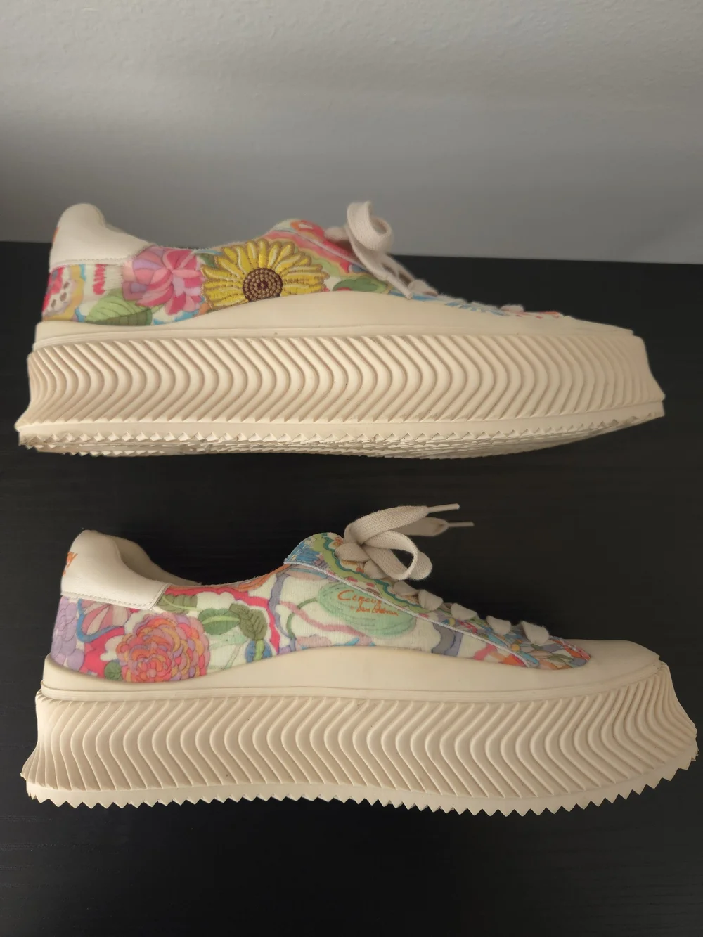 Circus by Sam Edelman Floral Platform Sneakers - Cream Multicolor